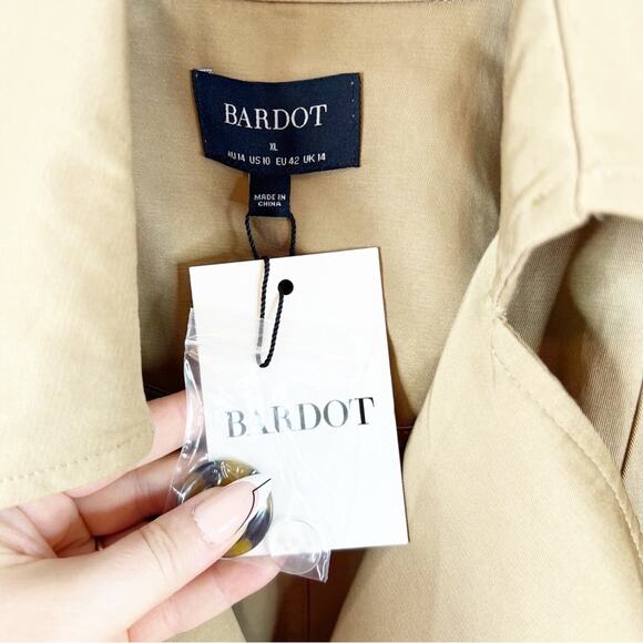 NWT‎ Bardot The Classic Belted Trench Coat 10 Tan - Picture 6 of 8